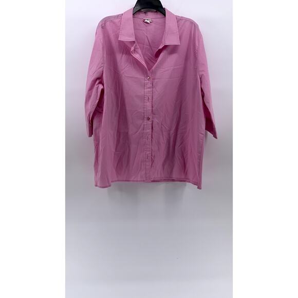 American Sweetheart Tops - AMERICAN SWEETHEART Women's Vintage Bubblegum Pink Button-Up 3/4 Sleeve Top SZXL